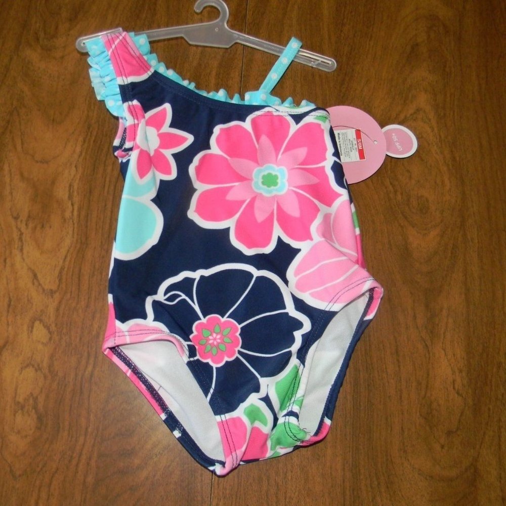 Circo Girls Small 6 Months Blue Flower Swimsuit